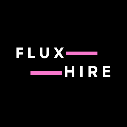 Black and Pink FluxHire logo